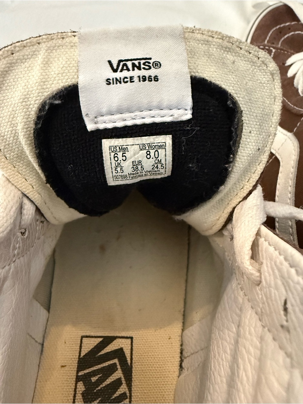 Vans Sk8-Hi Brown White Suede Canvas High Top Sneakers Women’s 8 Men’s 6.5 - Picture 7 of 7